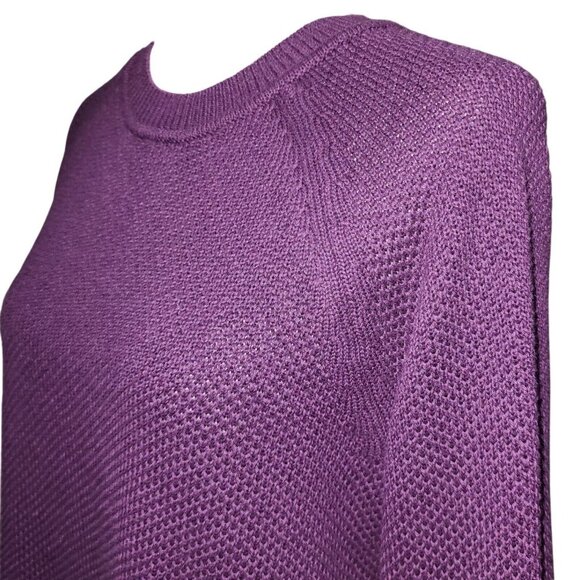 Time And Tru Womens Winter Warm Purple Knit Sweater Crewneck Cotton Blend Size M - Picture 12 of 13